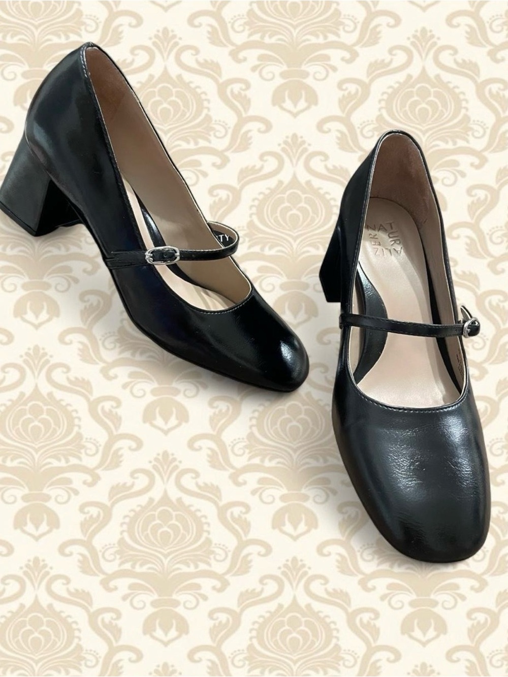 Naturalizer Black Mary Jane Block Heel Pumps